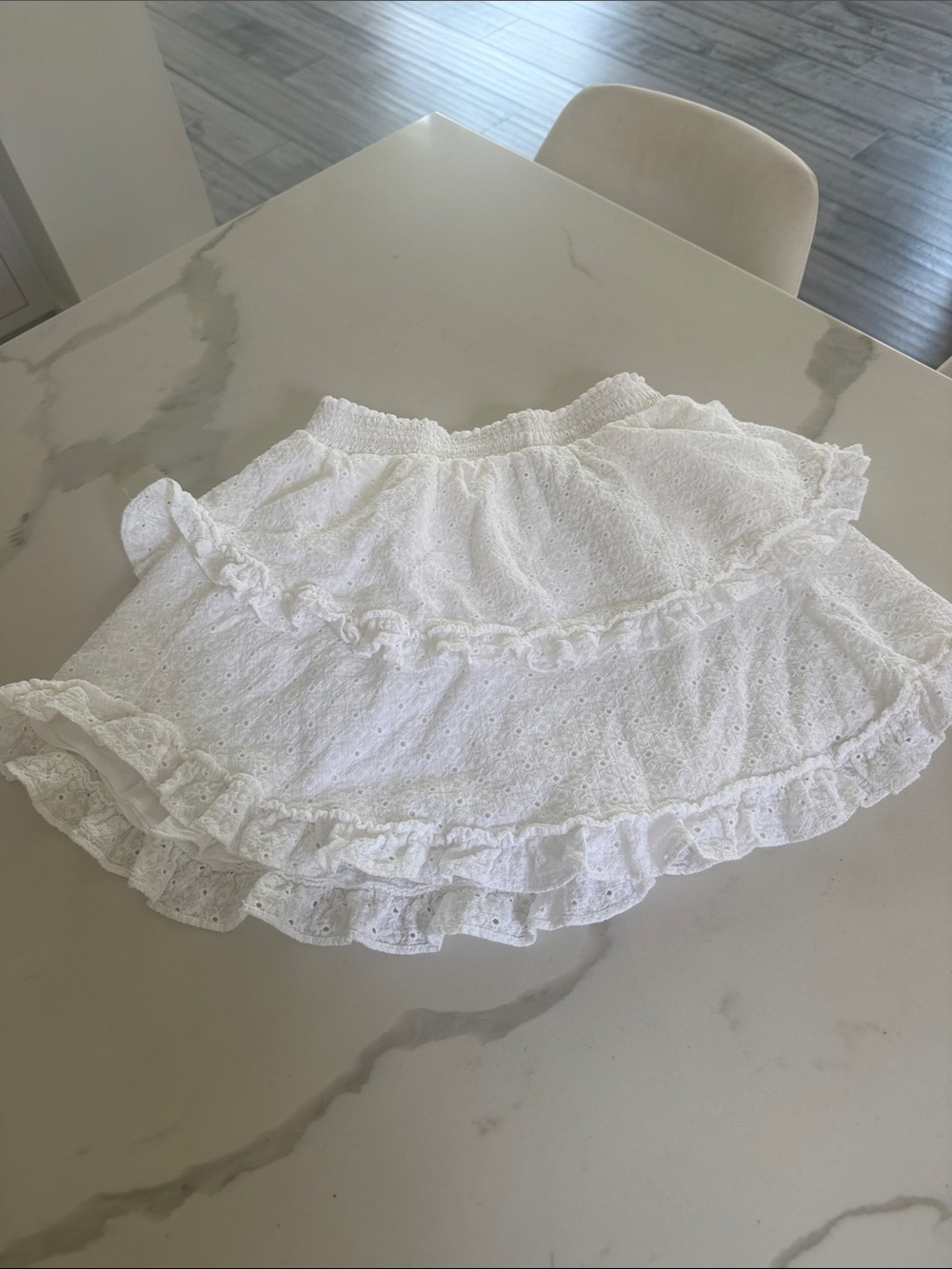 Peixoto White Eyelet Tiered Skirt